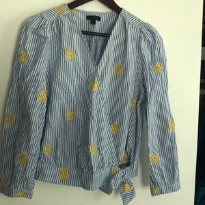 J. Crew pineapple embroidered top